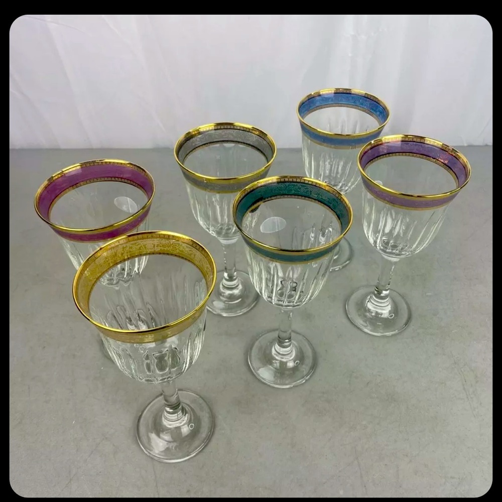 RED WINE GLASS SET OF 6 MELANIA COLLECTION MULTI-COLOR (OB)